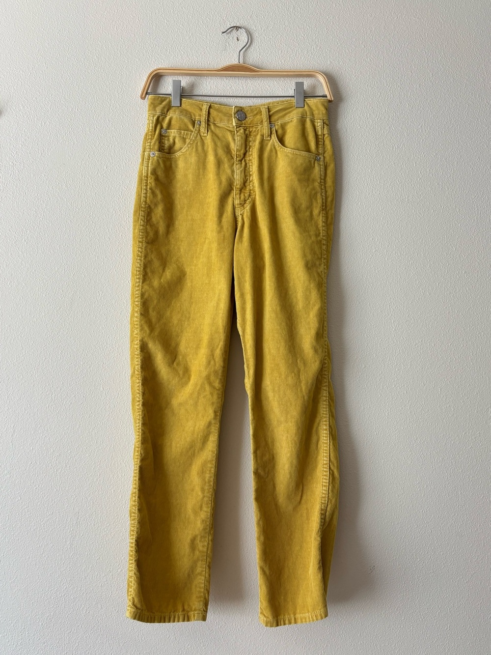 AMO Chloe Crop Corduroy Mustard Yellow Straight Leg Jeans Size 27